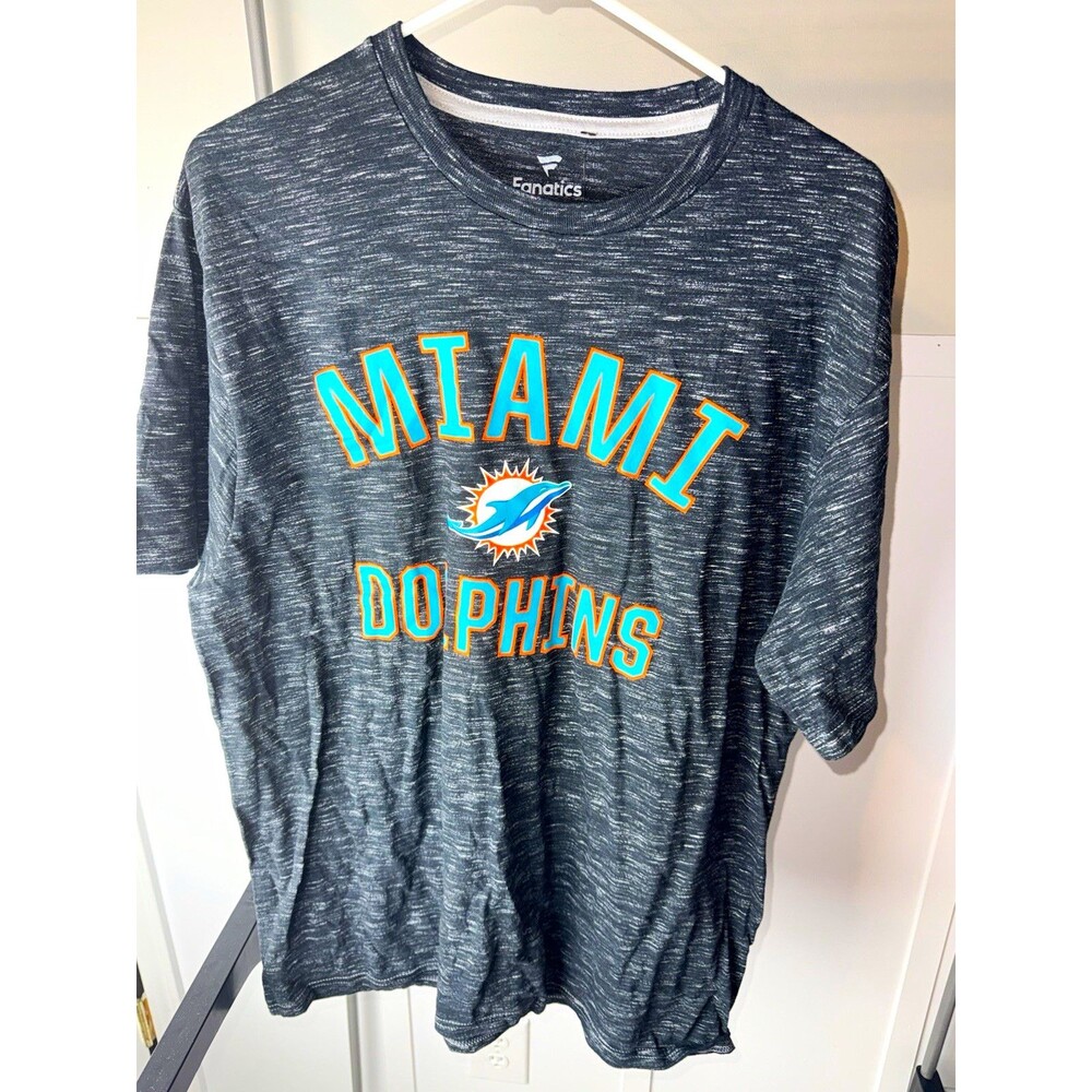 Miami Dolphins Fanatics Men's Large Gray Heather Graphic T-Shirt NFL NWT